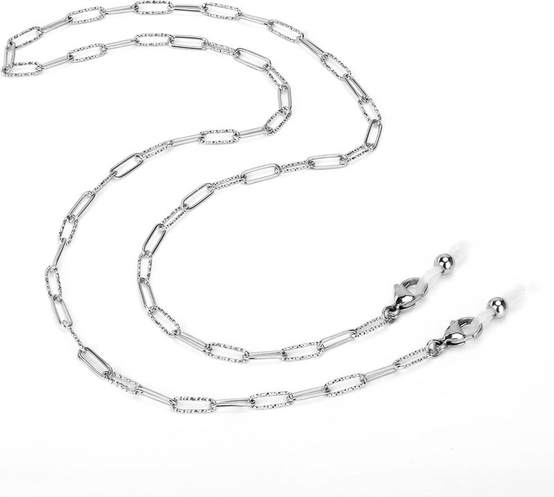 Hongeely Eyeglass Chain Silver Stainless Steel Handmade Necklace for Reading Glasses Sunglass Beaded Chains for Men Women - Image 2